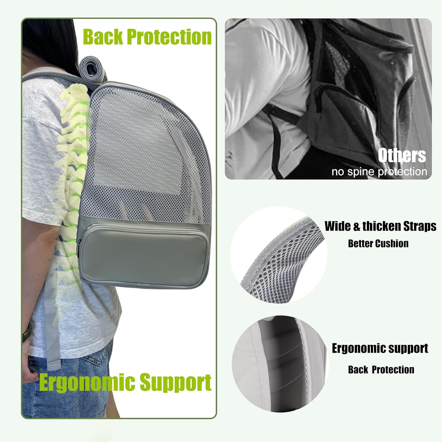 Bird Backpack Carrier with Front Zipper Opening, Portable Bird Travel Carrier Cage with 2 Standing Perches and Metal Tray, Breathable Transport Bag for Parakeet, Budgie, Conure, Cockatiel, Parrot