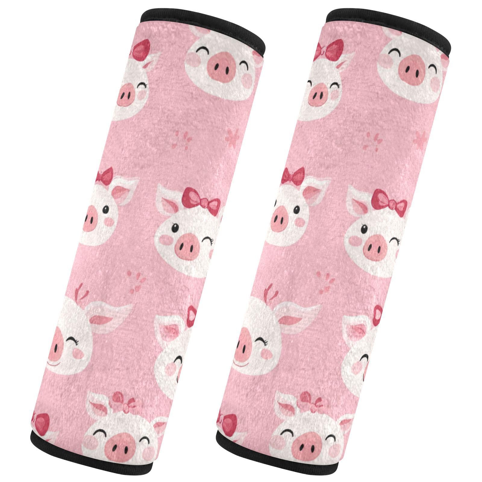 Seat Belt Covers 2 Pack Pigs Faces Car Seat Strap Covers Super Soft Car Seat Neck Cover for Boys Girls Adults Babies M