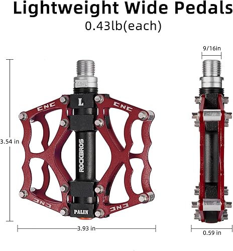 Miniatura 4 de ROCKBROS Pedales de bicicleta de montaña Pedales MTB CNC antideslizante ligero aleación de aluminio Pedales de bicicleta rodamientos sellados