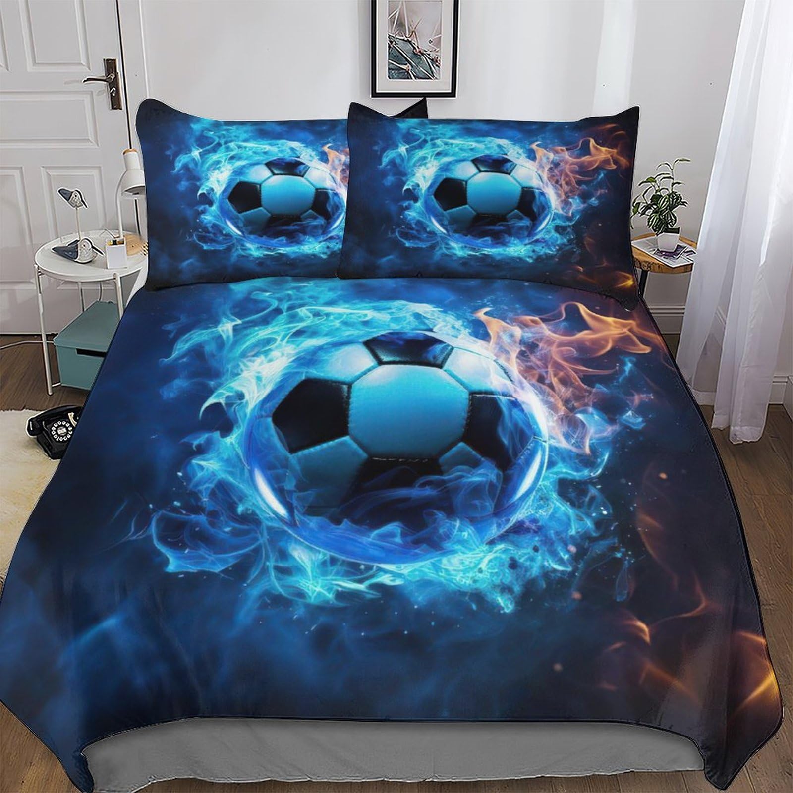 Housse de couette football 200x200cm pour chambre d'enfant et ado passionné
