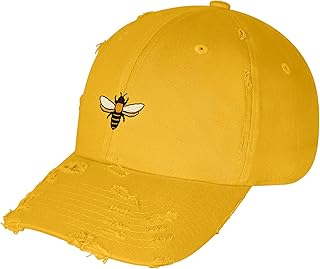 JPAK Bee Vintage Dad Hat Embroidered Cap Insect Honey Mustard