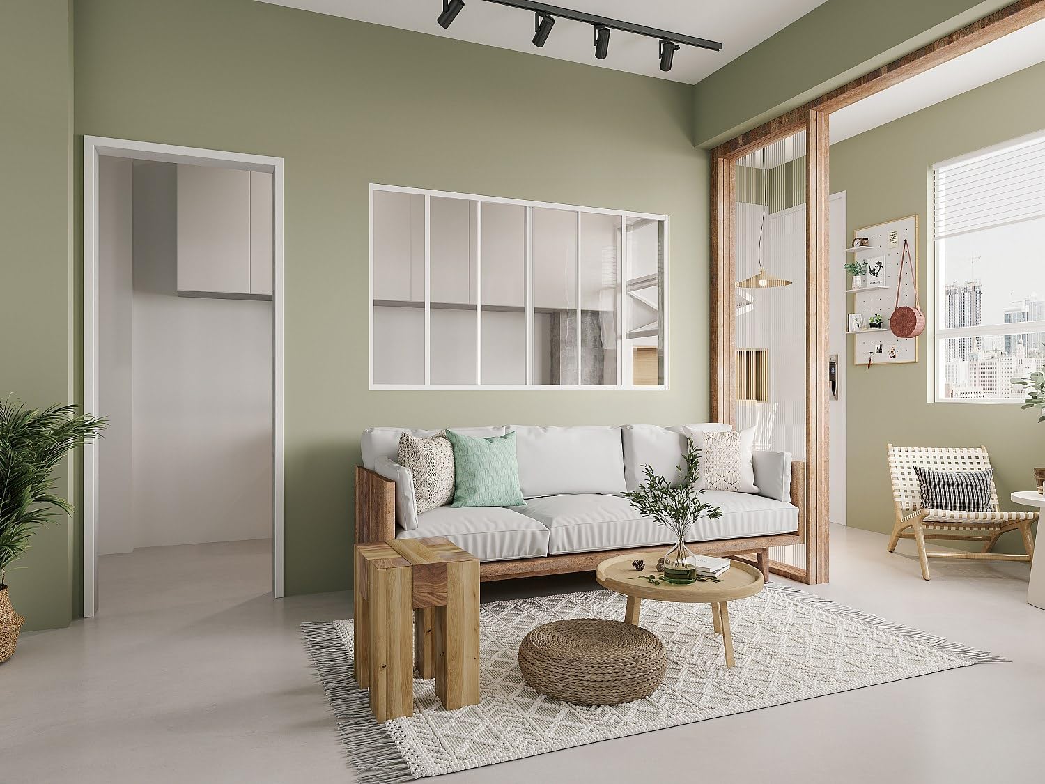 Vente-unique Ravena Sliding Aluminum Glass Partition installed in a room