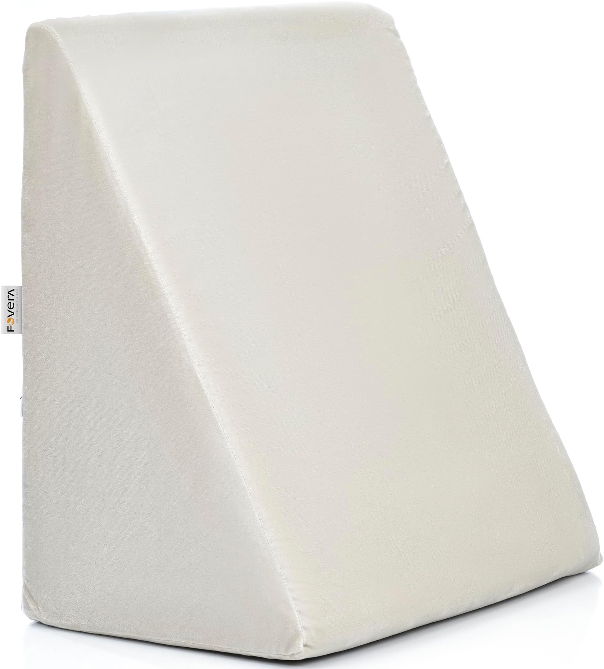 FOVERA Wedge Pillow Memory Foam | 2 Years Warranty | Orthopedic Wedge Cushion for Back Support, Sleeping, Leg Elevator, Pregnancy, GERD, Anti Snoring (Cream, 18 x 17.5 x 11 Inch)