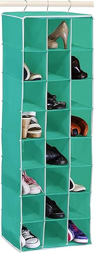 Simple Houseware Organizadores colgantes para armario de 24 secciones, estantes para zapatos, color turquesa