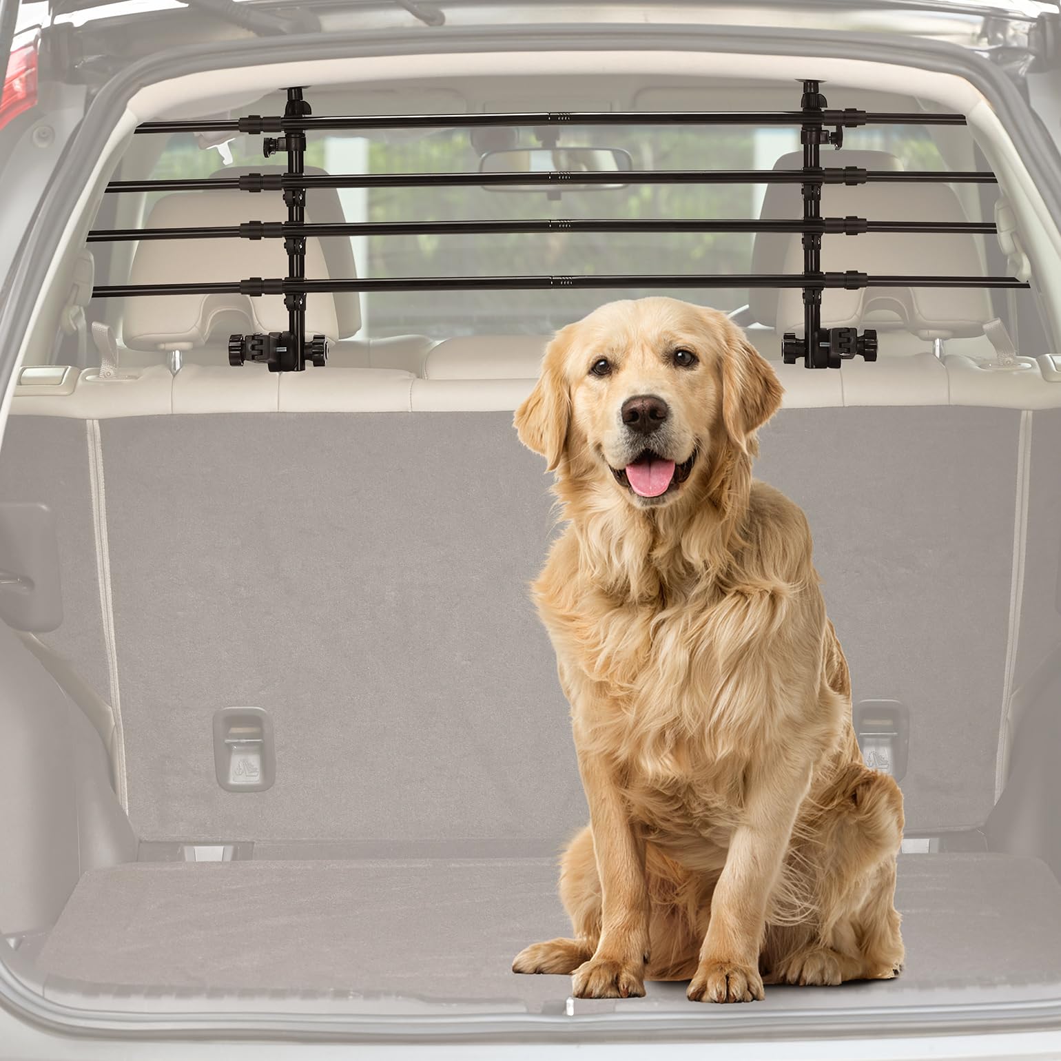 JOYTUTUS Barrière de Sécurité Voiture Chien - Réglable 32-46cm * 82-140cm | Métal Renforcé, Pour la Plupart des SUV Moyens, Installation Facile Sans Outils, Réglage Multi-Angle, Gain de Place