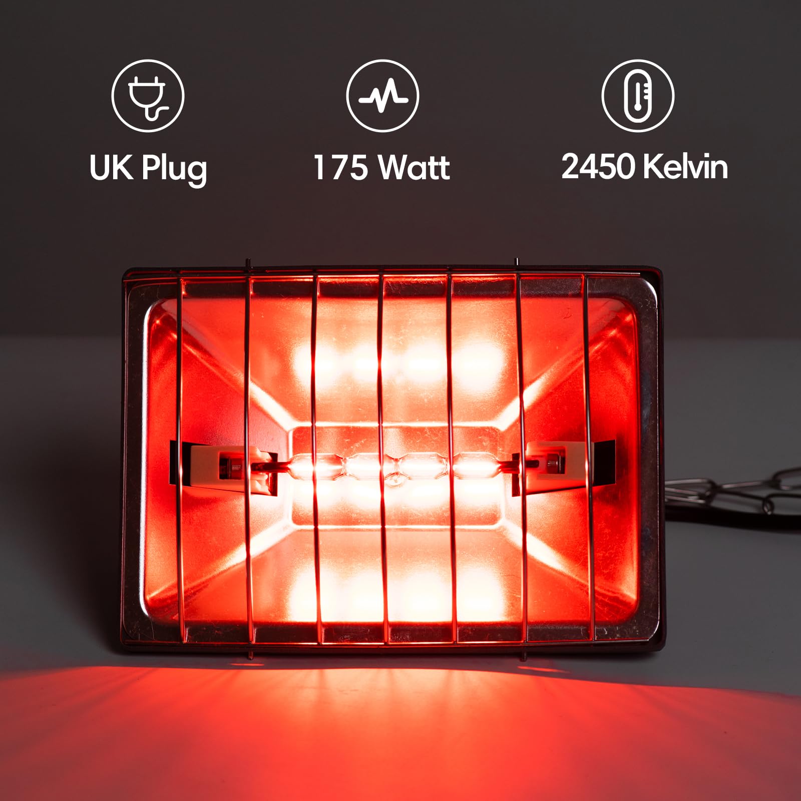Infrarot Wärmestrahler mit 175W Lampe Heizlampe für Küken, 175W Brutlampenheizung für Küken und Enten, verstellbare Hängehöhe und wasserdichter Lampenschutz gegen Herunterfallen