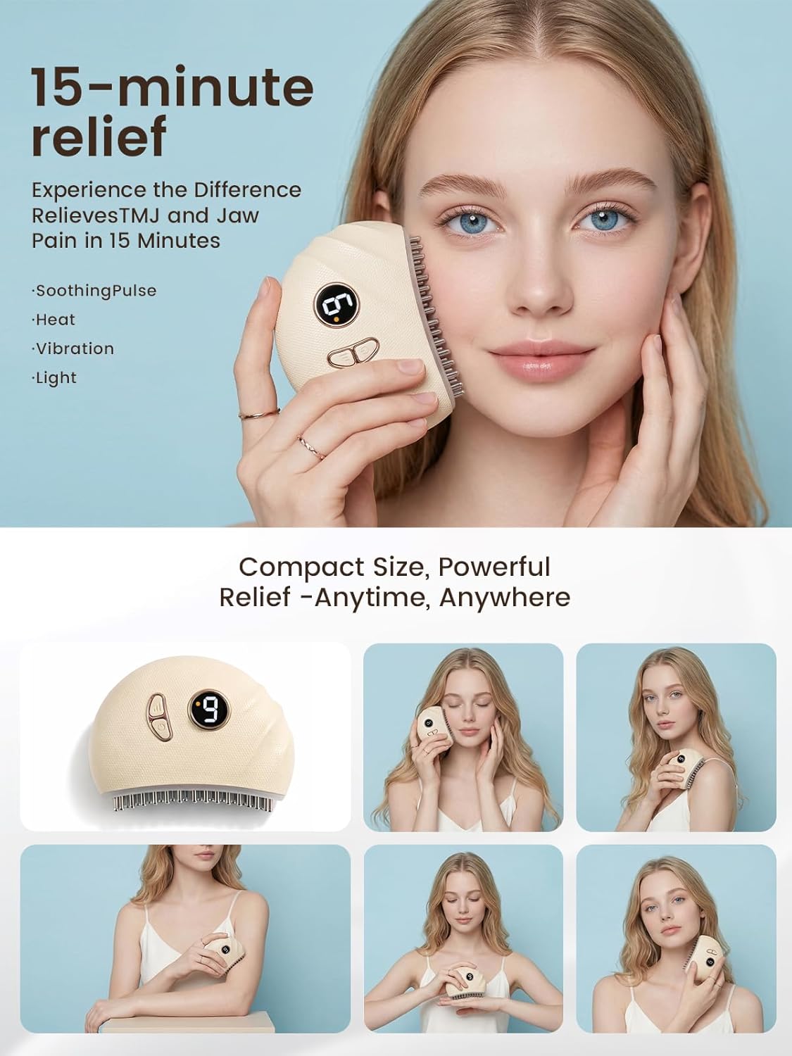 TMJ Relief Products Jaw, TMJ Relief Massager, Vibration and Heating, Ergonomic Multi-Needle Design TMJ Massage Tool, Effective Jaw & Neck Pain, Grinding and Clenching Teeth Relief - White