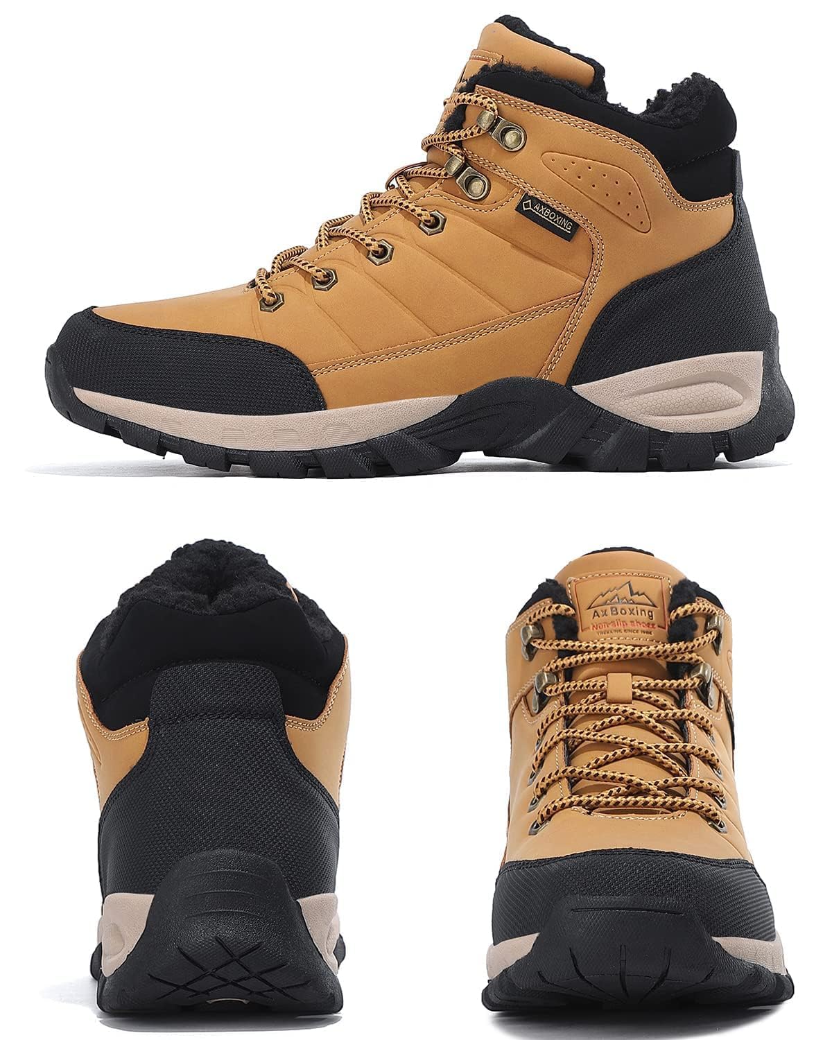 ARRIGO BELLO Stivali da Neve Uomo Scarpe Invernali Foderate di Pelliccia Calda Caviglia Stivali Piatti Sport Escursionismo Boots Taglia 41-46