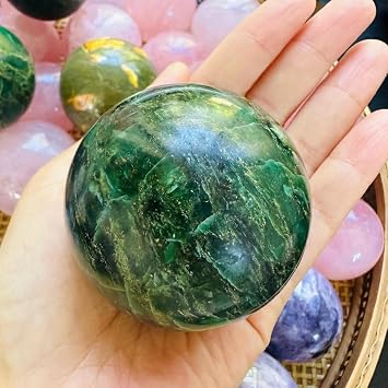 Crystal Orb Natural Emerald Sphere Ball 2.76-2.95inch, Perfect for Home & Office Decor, Ideal Gift for Friends, Festive Occasions, and Mystical Decor