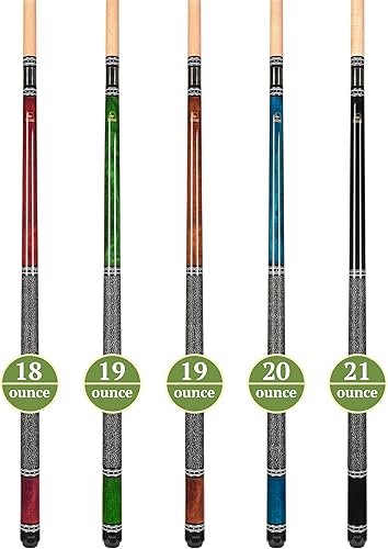 Miniatura 3 de ASKA Juego de 5 palos de taco de piscina de 58 pulgadas, construcción de 2 piezas, junta de 516 x 18, arce canadiense Hard Rock, punta pegada dura