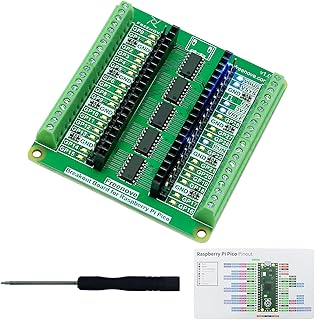 Freenove Breakout Board for Raspberry Pi Pico 1 2 W H WH, Terminal Block Shield Hat with Pin Header, GPIO Status LED