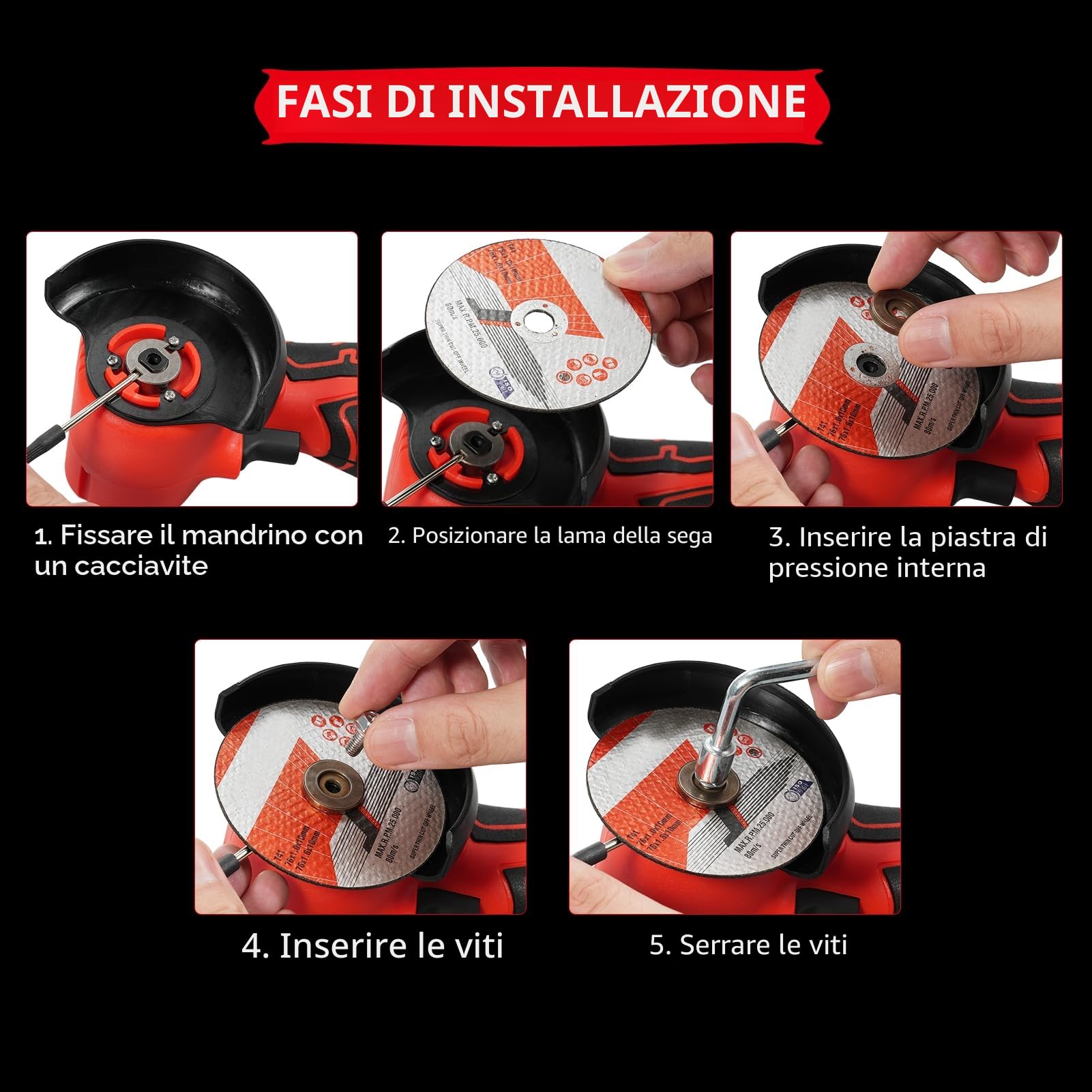Smerigliatrice angolare senza fili, strumento di levigatura elettrico, 7000 giri/min, mini smerigliatrice con 2 batterie da 16,8 V, 2000 mAh e disco abrasivo per tagliare la mattonella