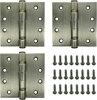 3Pack Self Closing Door Hinges, 4 x 4 Inch Interior Spring Hinges for Doors with 1/4" Radius Corners Hinges Interior Door Hinges Spring Loaded Door Hinges Bathroom Pantry Basement Front