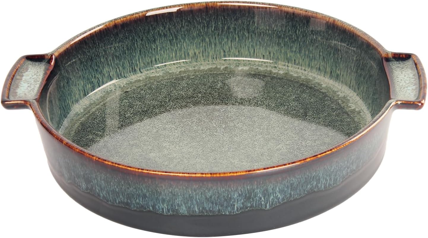 Ceramic Casserole Baking Dish - 1.7 Quarts Baking Dish for Oven, Lasagna Pans, Oven Safe Durable Bakeware for Kitchen Home Decor, Banquet and Dinner, Round 1 pieces 10 x10 Inch