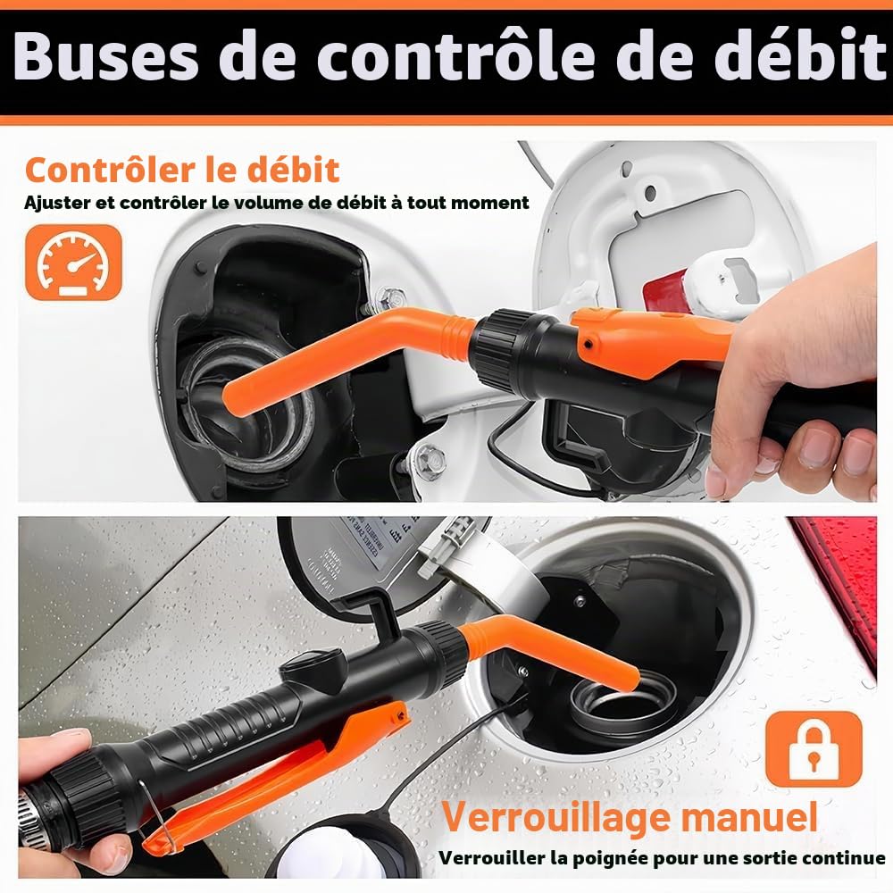 Pompe à Essence électrique à Piles, Fuel Transfer Pump, Pompe de Transfert de Liquide à Piles par batterie, pompes à piles avec buse d'arrêt rapide, pour essence, diesel, huile, gaz, eau, aquarium