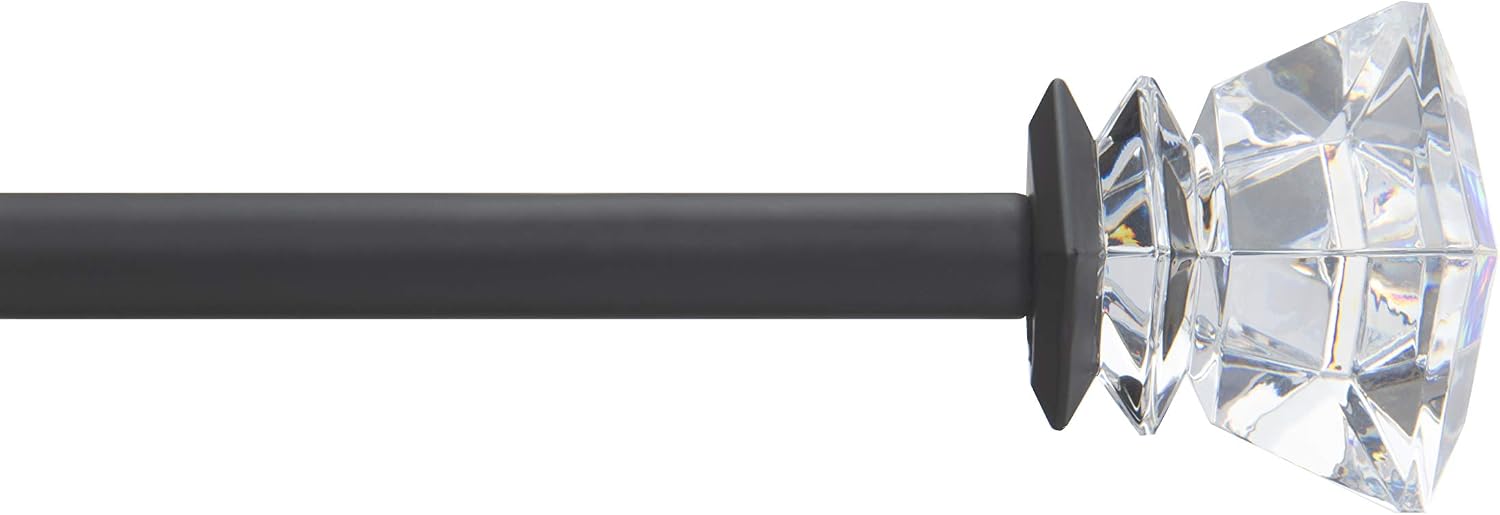 Sheffield Home, AMG, and Enchante Accessories, Diamond Curtain Rod, 22 to 42-Inch, Matte Black