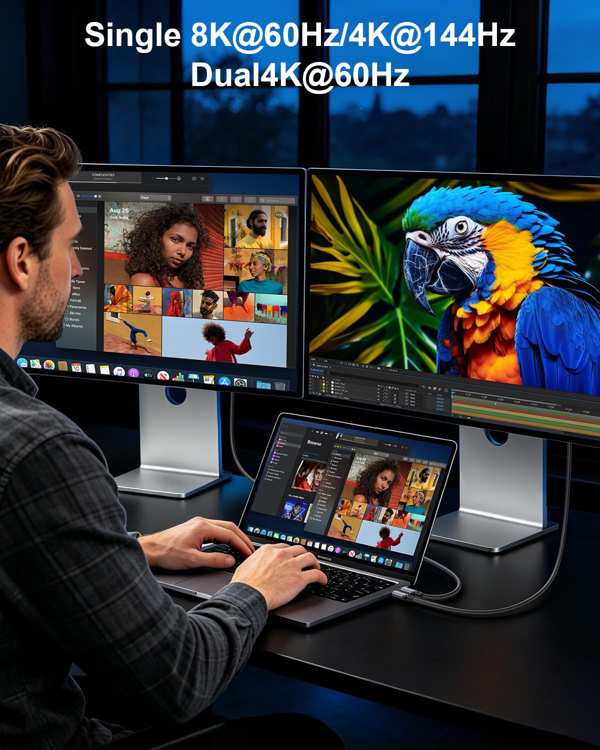 Cavo USB 4 per Thunderbolt 4 3 m, cavo USB C con larghezza di banda 40 Gbps, ricarica 240 W, 8K/6K a 60Hz, compatibile con Thunderbolt 4/3, monitor USB C, hub, dock, MacBook, iPhone 17/16