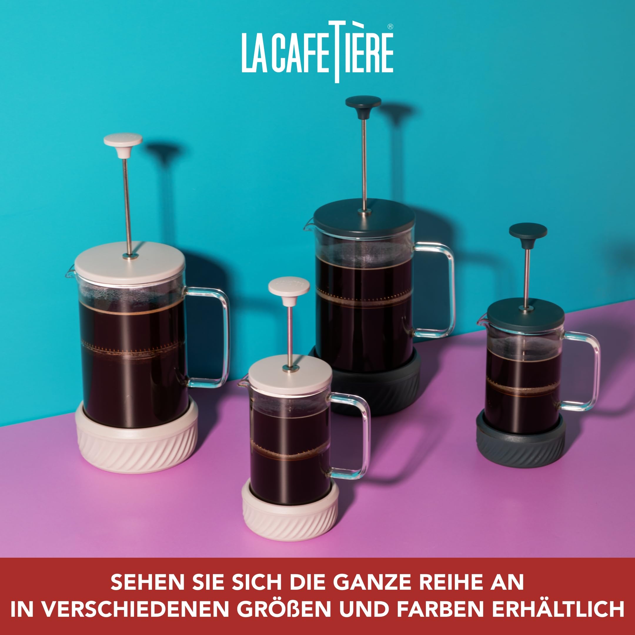 La Cafetière 'Zero' 8 Tassen Cafetière, grüner Edelstahl No Mess French Press mit Borosilikatglasbecher, abnehmbarer Boden zur Kaffeesatzentsorgung, in Geschenkverpackung, 1L