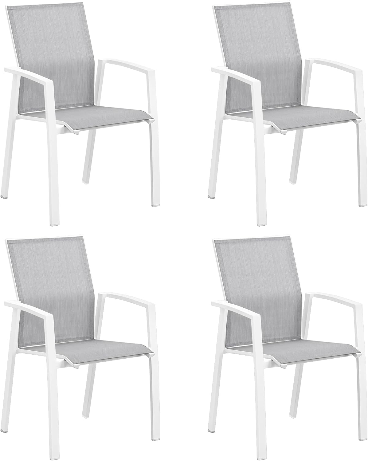 Aluminum Patio Chairs Set of 4, Fully Assembled Outdoor Dining Chairs with 360 lbs Weight Capacity, Stackable Outdoor Patio Furniture with Quick Drying Breathable Textilene Fabric for Backyard, Garden