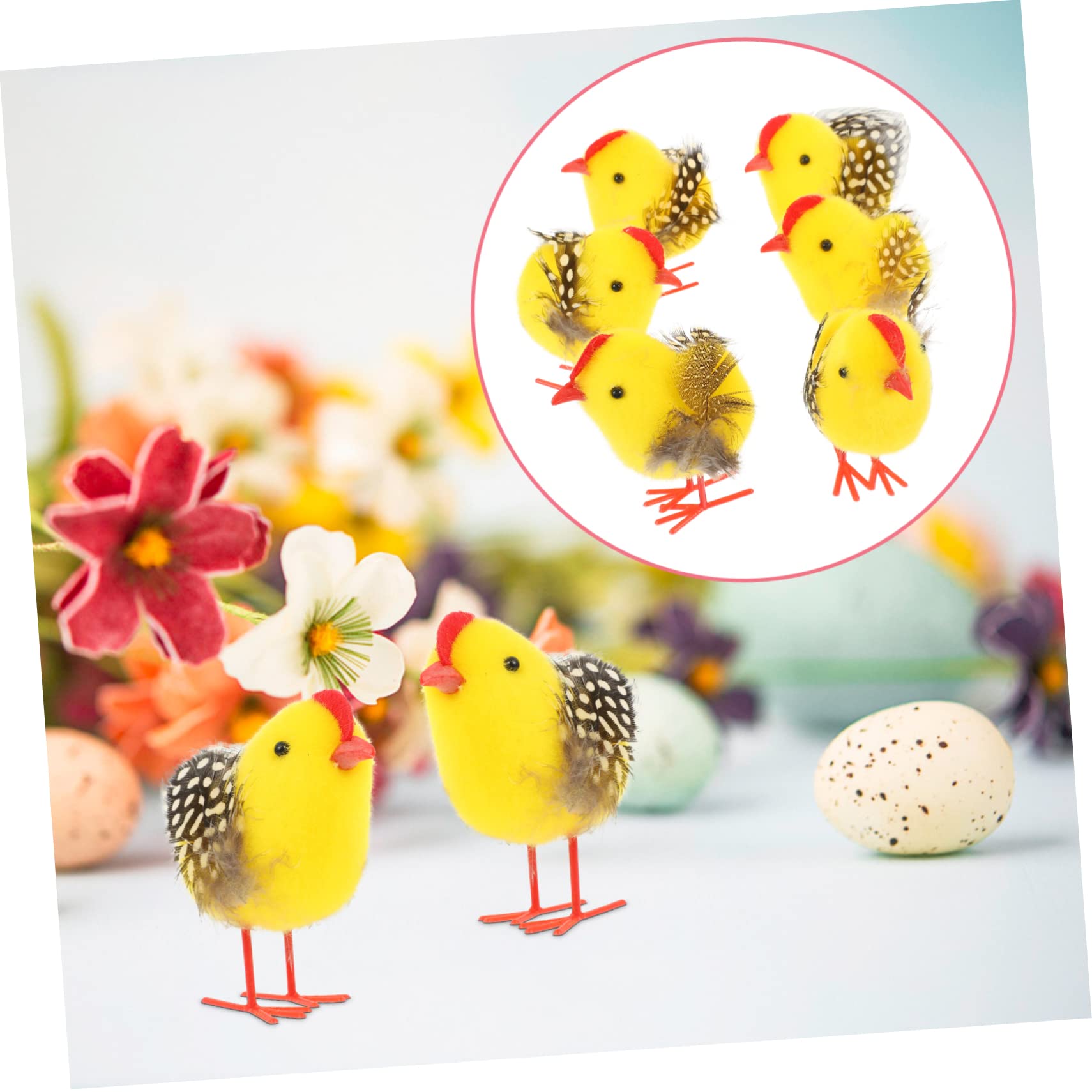 ABOOFAN 30 Pz piccolo ornamento di pollo giallo pulcini pasquali ripieni roba animale Home decor scrivanie ostacolare animali imbalsamati decorazione dei pulcini di pasqua pulcino pasquale