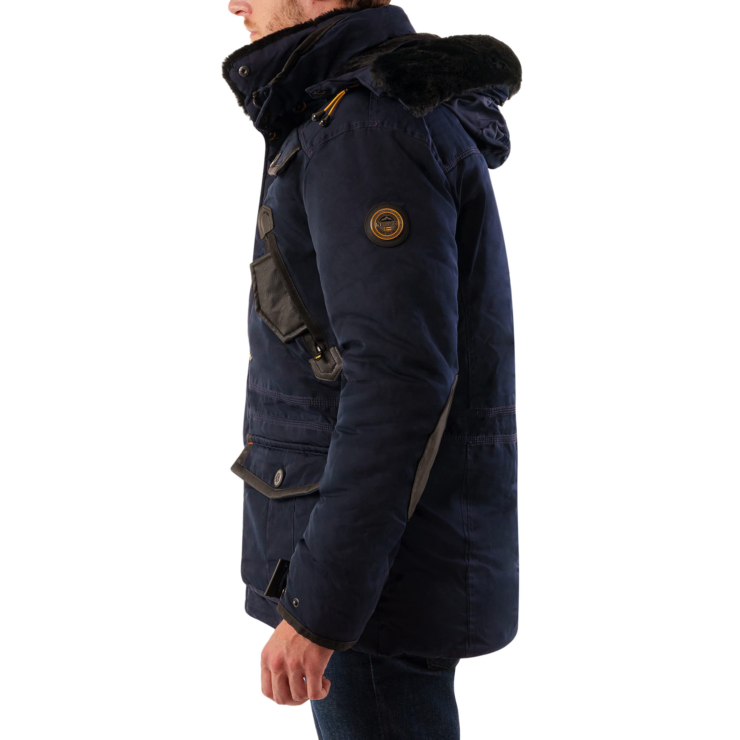 Geographical Norway Acrobate Men ciepła parka dla mężczyzn, na jesień i zimę, szeroki płaszcz, odporny na działanie wody, z kapturem, ciepła kurtka, wiatrówka dla mężczyzn, idealny prezent