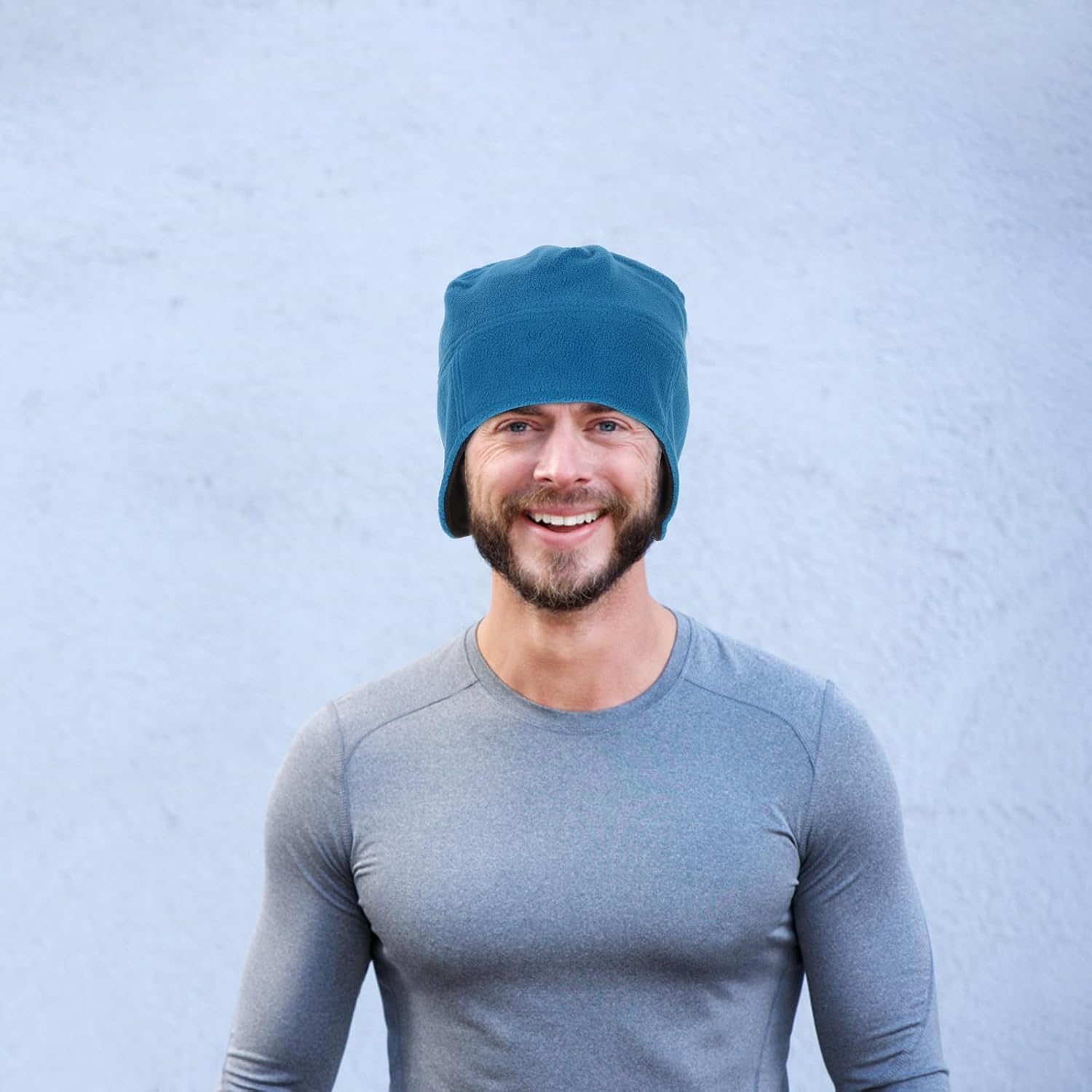 KOMBIUDA Blue Windproof Winter Hat for Men with Polyester Material, Warmth and Outdoor Use for Skating and Cycling, Thickened Autumn and Winter Hat for Cold Weather Protection
