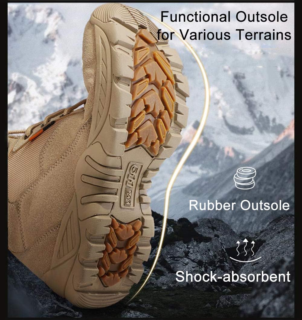 Bitiger Outdoor Men's Tactical Military Combat Ankle Boots Lightweight Mid Hiking Boots Rain-proof Working shoes for Men