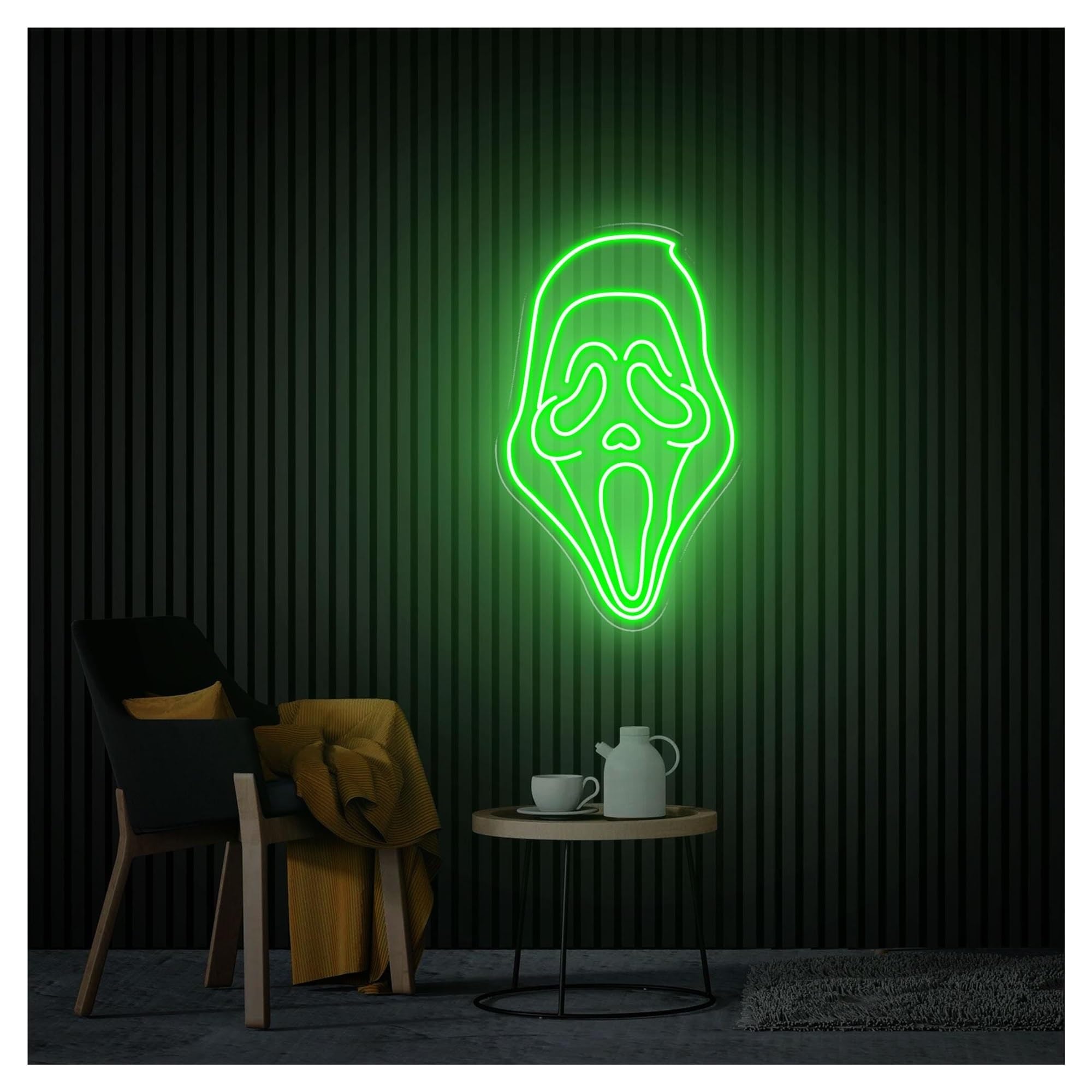 RONGCH Hanging Art Signs Ghost Neon Sign,Suitable for Game Room, Haunted House Decor with Dimmable 31cmx50cm(E)