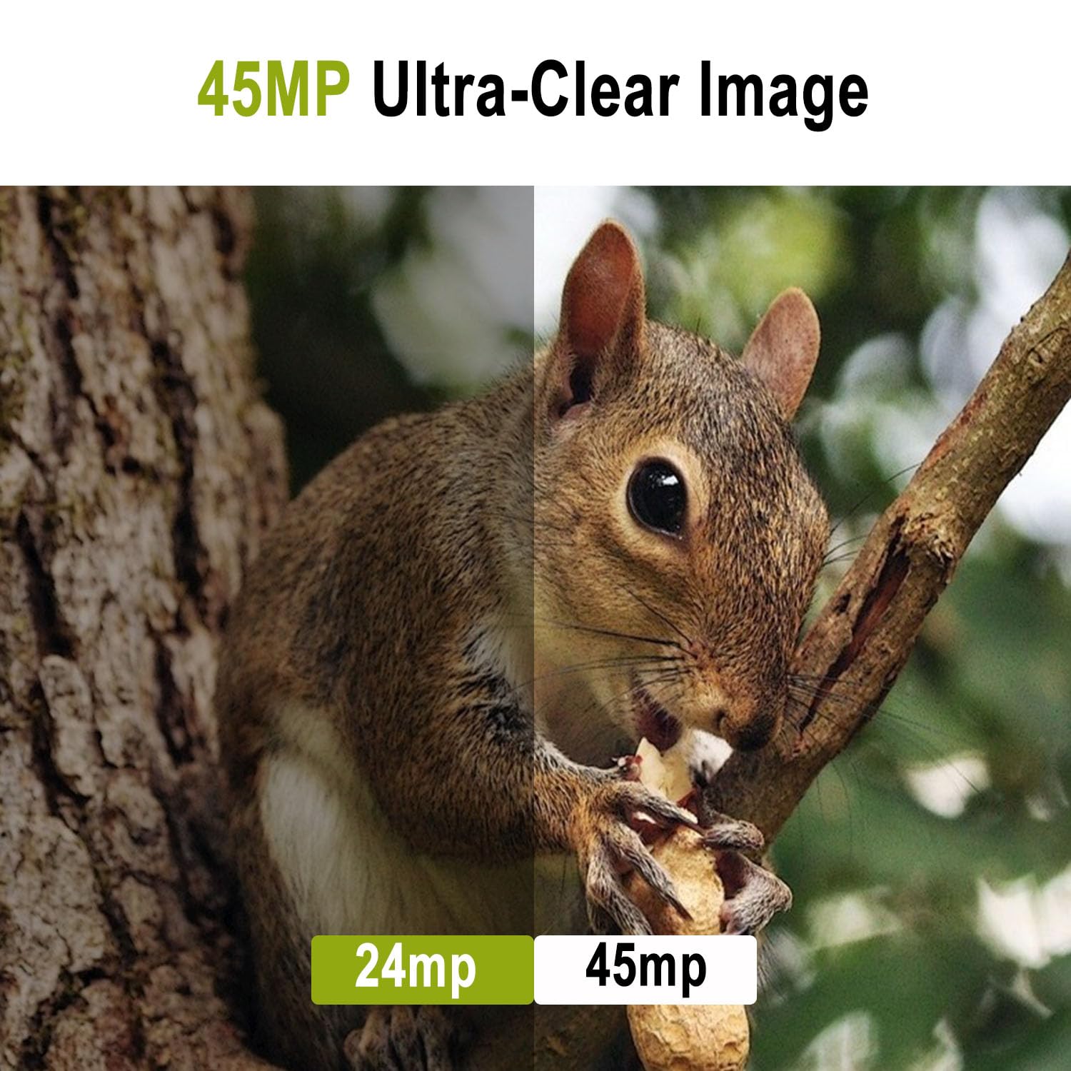 BolyGuard Jagdkamera 45MP 4K Wildkamera: Dual Flash 940nm & Weiße LEDs für Scharfe Aufnahmen und Sicherheit im Freien