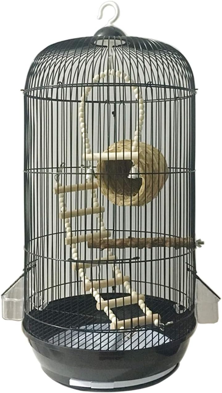 Bird Cages Wrought Iron Select Bird Cage Large Flight Bird Cage with Parakeet, Canary, Finch, Cockatiel， Black Bird Carrier