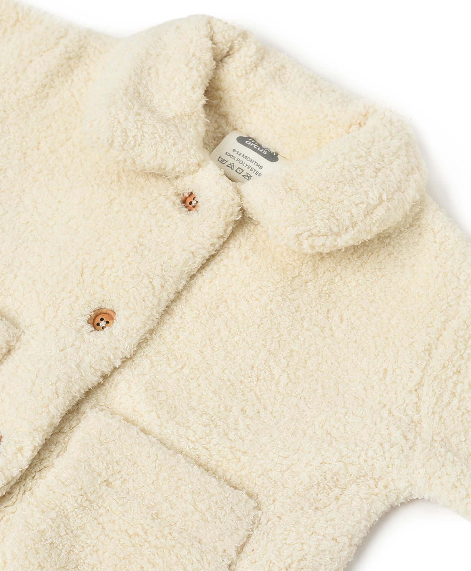 Mi Arcus Solid German Terry Cream Baby Jacket for 4-5 Years Girls Boys Kids 4