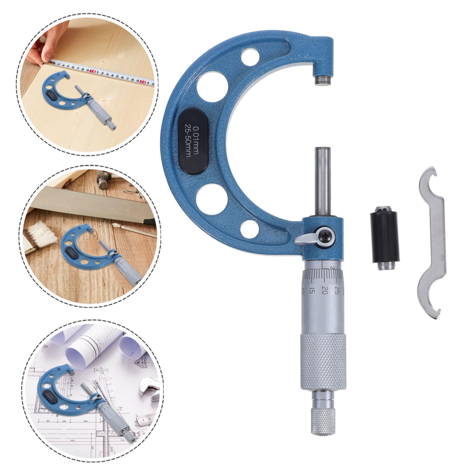 Micrómetro Exterior de Acero Inoxidable Precisión Rango Herramienta de Medición para Aficionados al Bricolaje Fabricantes y Mecánicos Automotrices