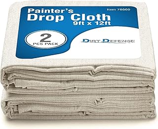 Pack of 2: Canvas Drop Cloth Cotton Tarp 9x12 Large Canvas Tarp for Art Supplies, Drop Cloths for Painting Supplies/Paint ...