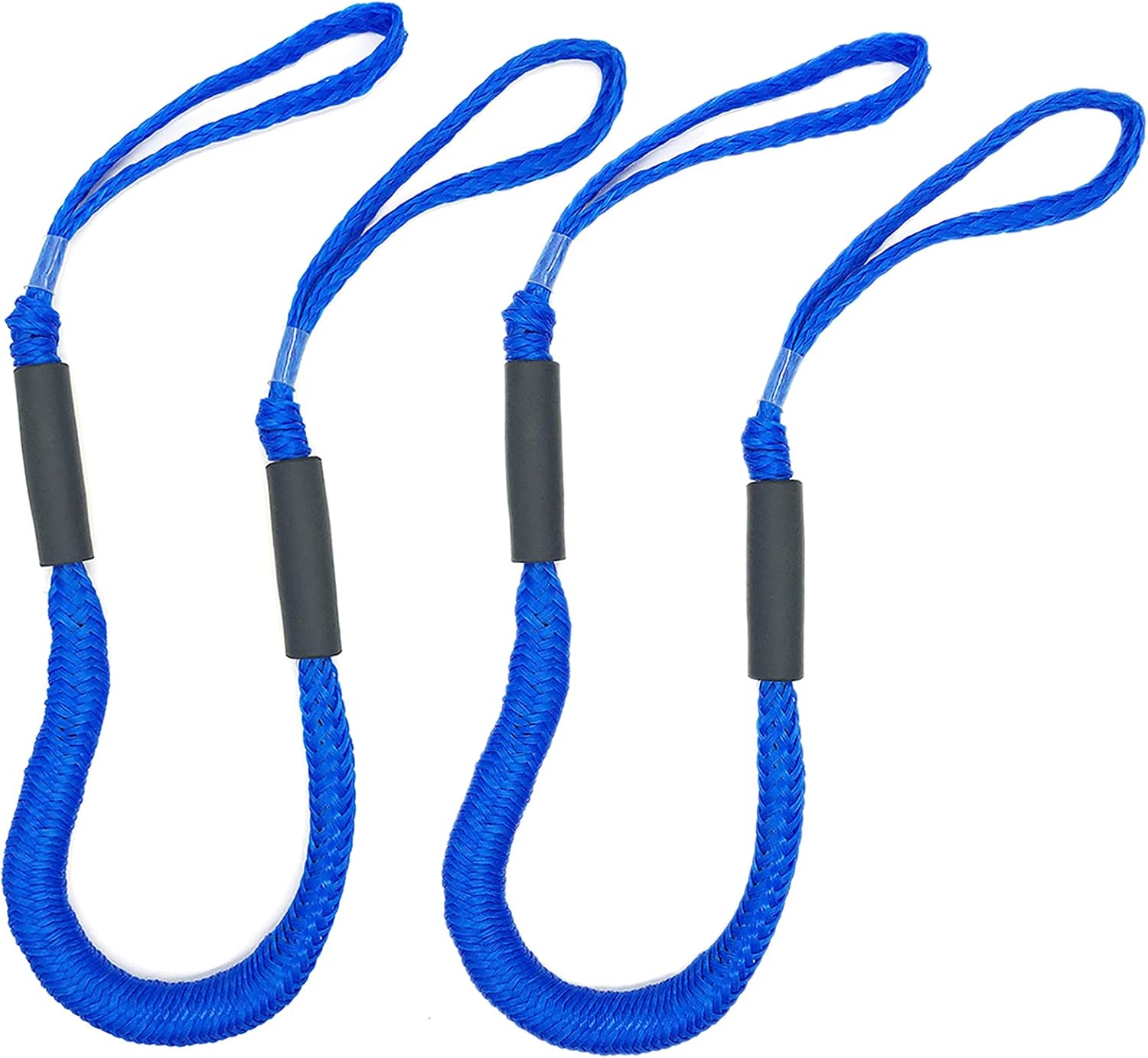 Bungee Dock Lines Boat Dock Line Stretchable Mooring Rope Dock Ties Bungee Cords for Boat Blue 2 Pack 4 Feet