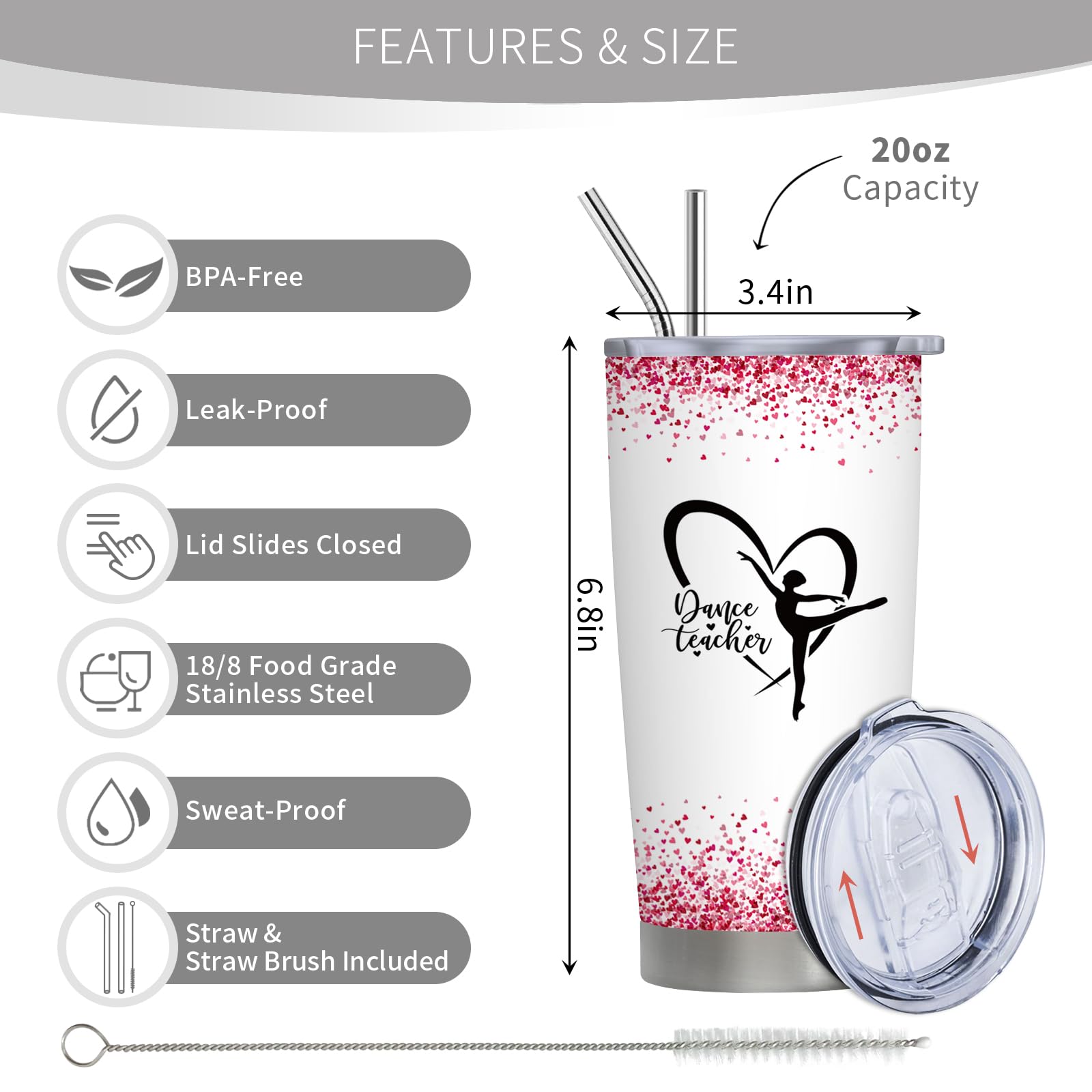 Dance Teacher Gifts for Women, Dance Teacher Christmas Gifts, Best Gift Ideas for Ballet Teachers, Ballet Teachers Gift for Women 20 oz Coffee Tumbler