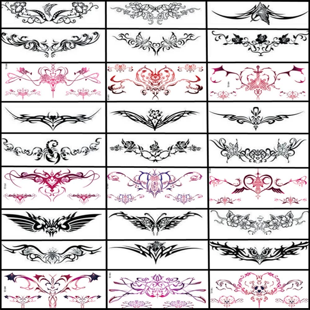28 Sheet Sexy Temporary Tattoos for Abdomen Waist; Waterproof, Ideal for Bachelorette Parties. Temporary Fake Body Tattoos for Women and Girls