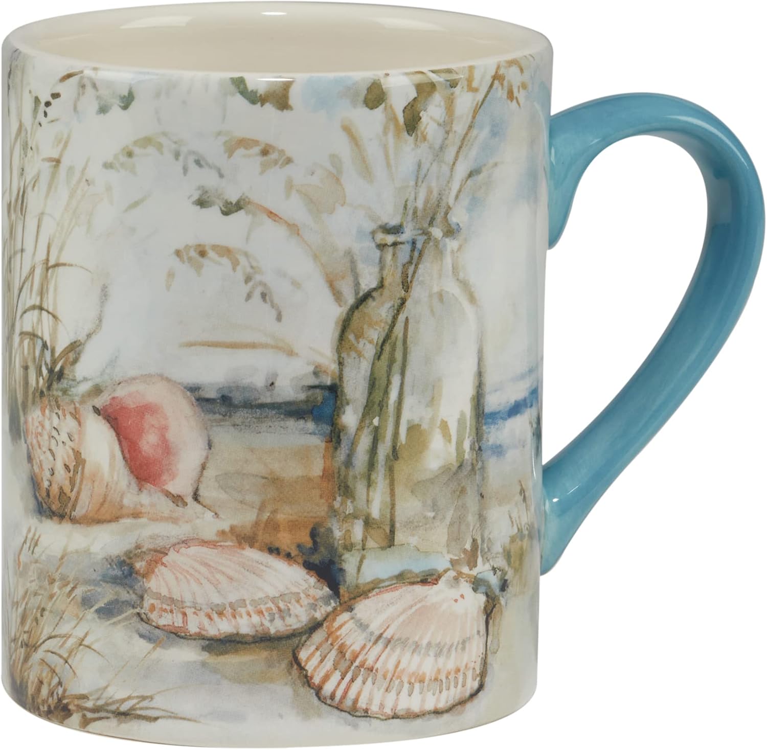 Set of 4 Blue Coastal Ceramic 16oz Mugs