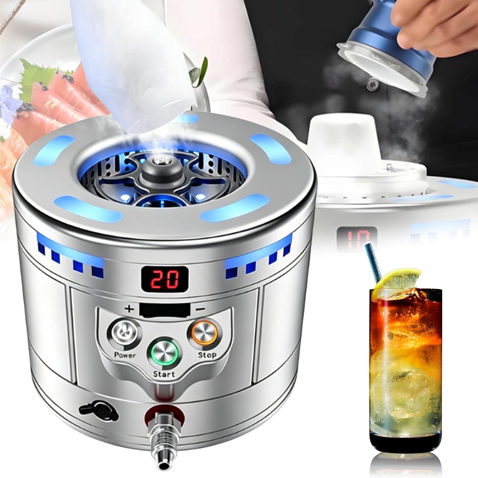 XNXYSMKJ Fast Glass Chiller & Dry Ice Maker,304 Stainless Steel,Minimum Temperature -42°C,for Preserving Food,seafood, and Biological Tissues