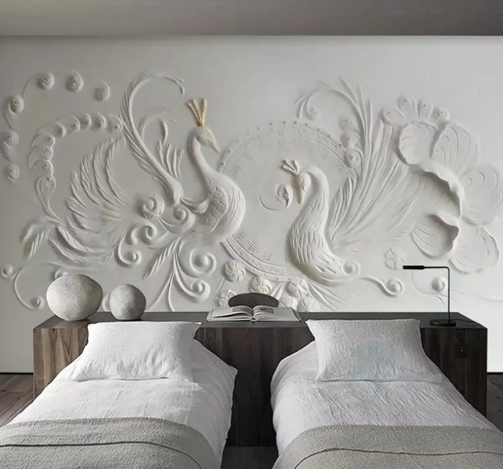 Minimalist Relief Three Dimensional Peacock Art 3D Wallpaper Easy Install Feature Office Living Room Sofa Bedroom TV Background Wall Decoration-200cm×140cm