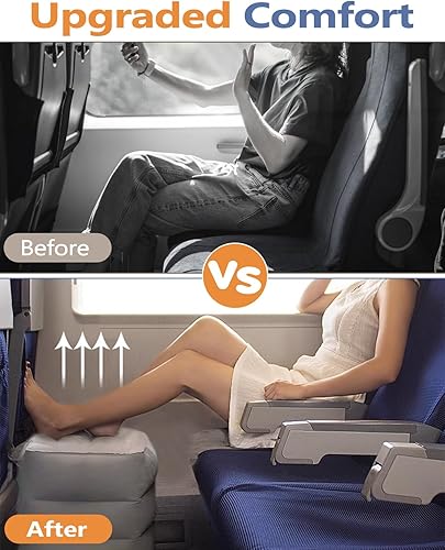 Miniatura 2 de YSJILIDE Almohada inflable para descanso de pies, almohada de viaje para niños y adultos, almohada ajustable de 3 capas de altura para reposapiés,