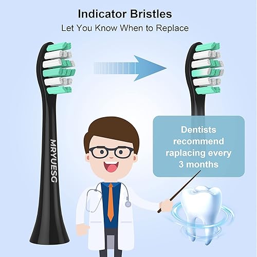 Miniatura 7 de MRYUESG Cabezales de repuesto compatibles con Philips Sonicare, paquete de 10, 5 blancos + 5 negros, cabezal de cepillo de dientes eléctrico MRYUESG