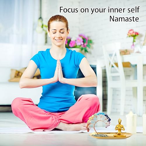 Miniatura 2 de Estatua de árbol de la vida de cristal de 7 chakras estatua de yoga Namaste para meditación y decoración del hogar regalos para mamá de hija hijo