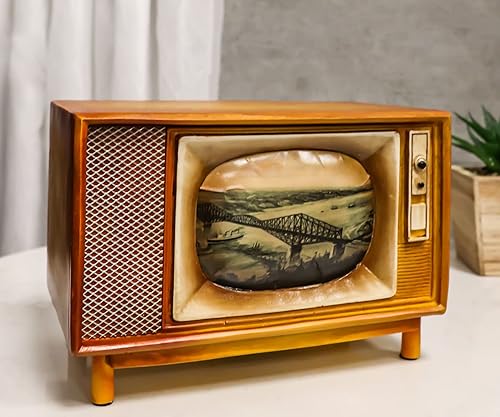 Miniatura 8 de Ebros Gift Juego de caja de televisión rectangular retro vintage de 6.75 pulgadas de largo, juego de caja de televisión con moneda de dinero, caja
