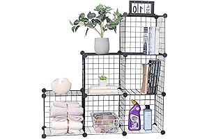 YCOCO 6 Cube Closet Organizers Storage, Metal Cubes Wire Grids Bookshelf Stackable Modular Shelves