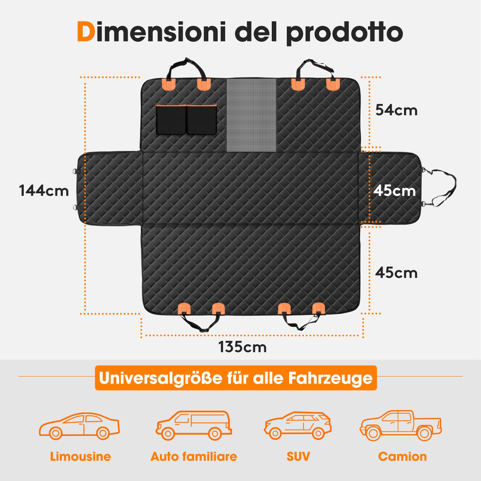 JOEJOY Coprisedile Auto per Cani Coprisedili Posteriore per Cani Telo Auto per Cani Telo Coprisedile Posteriore Cane Copertura Antigraffiato e Antiscivolo Panno Oxford Impermeabile Nero