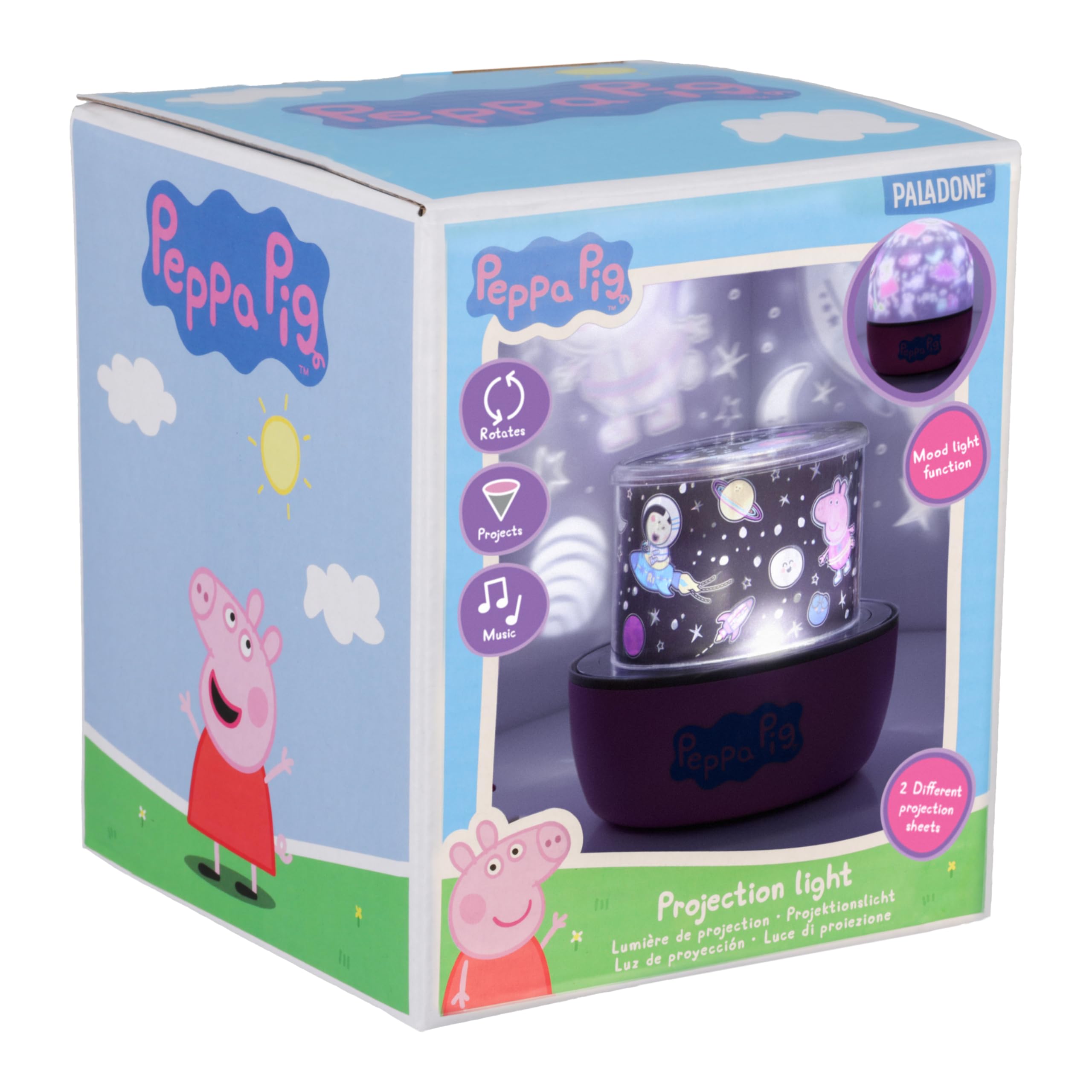 Paladone Multi Peppa Pig Projection Light - Officially Licensed Projector Lamp With Sounds & Interchangeable Scenes, 4 Light Modes, Bedtime Soothing Night Light |