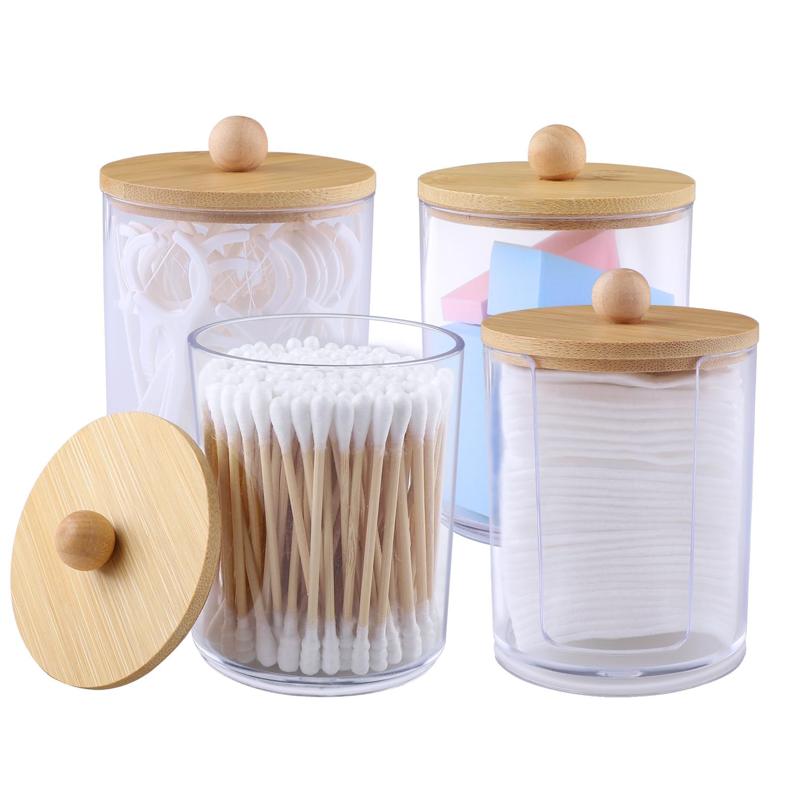 Wattestäbchen-Halter Aus Acryl – 4 Stück, Transparent, Für Wattestäbchen, Zahnseide & Mehr