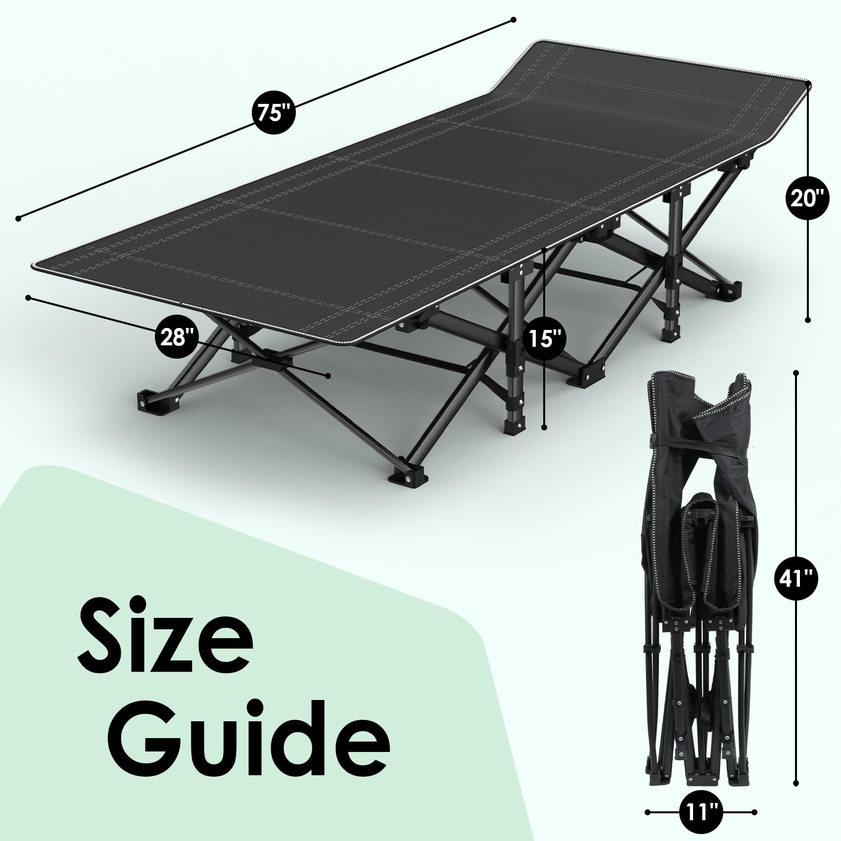Amazon.com: Suteck Camping Cot, Folding Camping Cot Bed for Adults