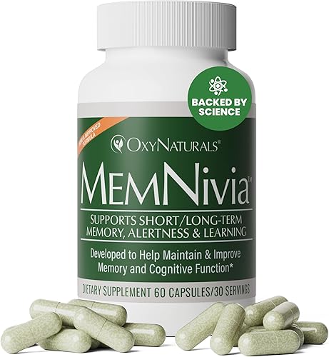 Miniatura 8 de MemNivia - Suplementos cerebrales para memoria, enfoque y función cognitiva, extractos de salvia clínicamente probados para mejorar la claridad