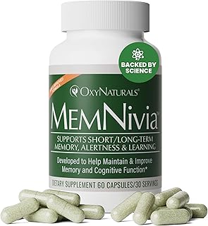 MemNivia Brain Supplements for Memory & Focus | Dual-Sage Stem Cell Formula with Cognivia®, Bacopa, Holy Basil & Ginger | Clinically Proven Mental Clarity Support | 60 Capsules (1 Bottle) | USA Made